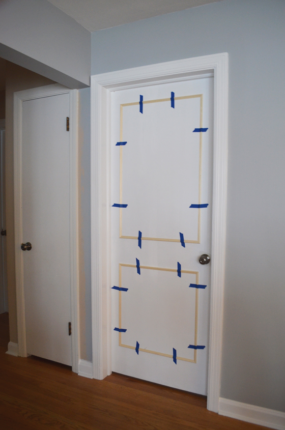 trim ideas - add simple moulding to door to create an elegant look, via White Nest Shop - before
