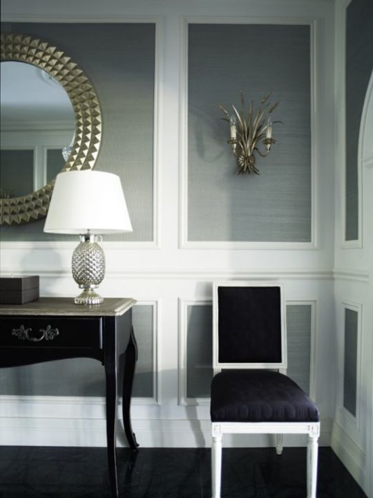 Beautiful wall trim molding - living room design by Greg Natale