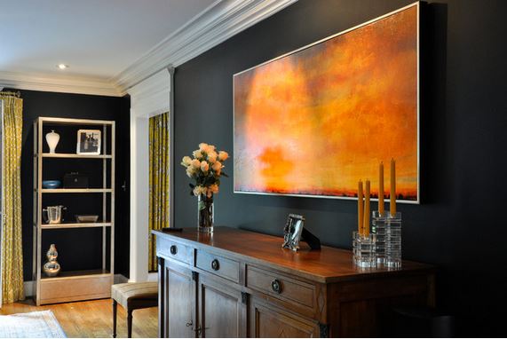 fireplace color options for black walls - suburban dc cahill residence, via Houzz