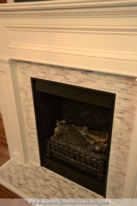 fireplace makeover - from Craftsman to Traditional - with tile toned down - 2