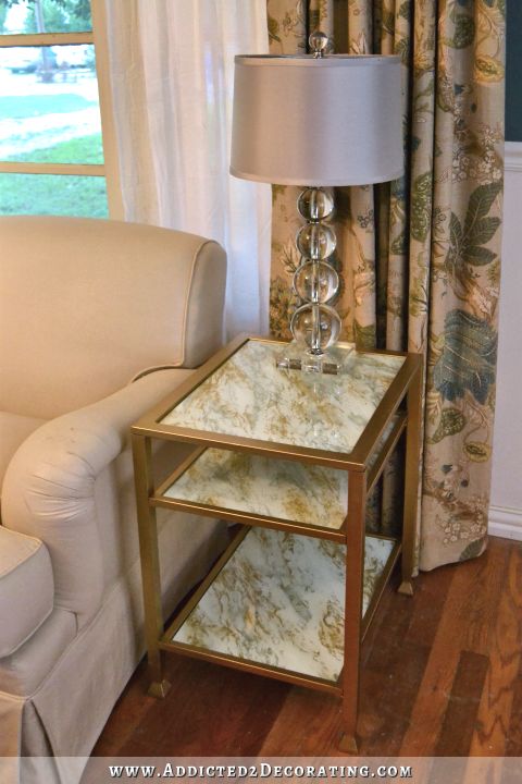 marbelized back painted glass end tables - 28