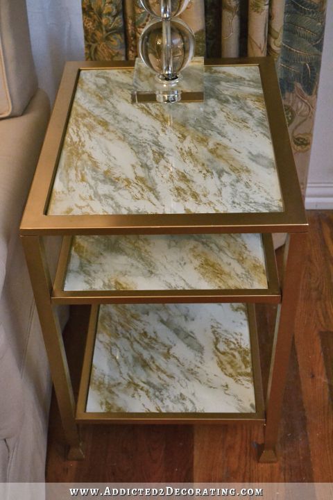 DIY Marbleized Back-Painted Glass End Table