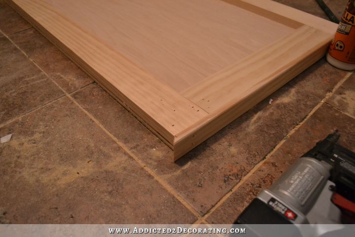 DIY cabinet style bedside closet - cover the raw plywood edges with lattice strips