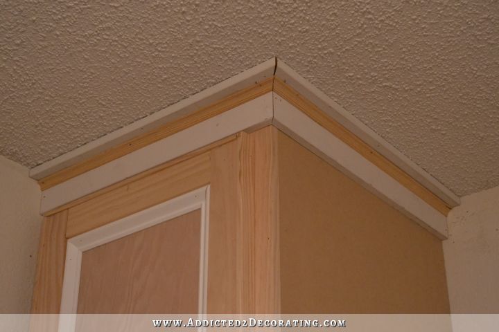 An easy DIY alternative to crown moulding - before caulking and painting