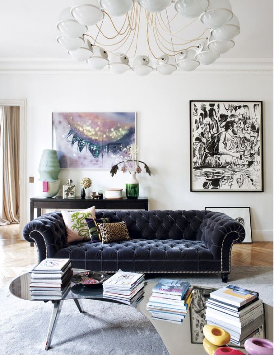 Blue Velvet Sofa Living Room Design, Dark Blue Velvet Sofa Living Room