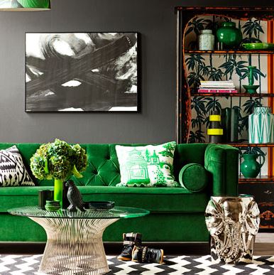 velvet sofa in green - from ninemsn real living