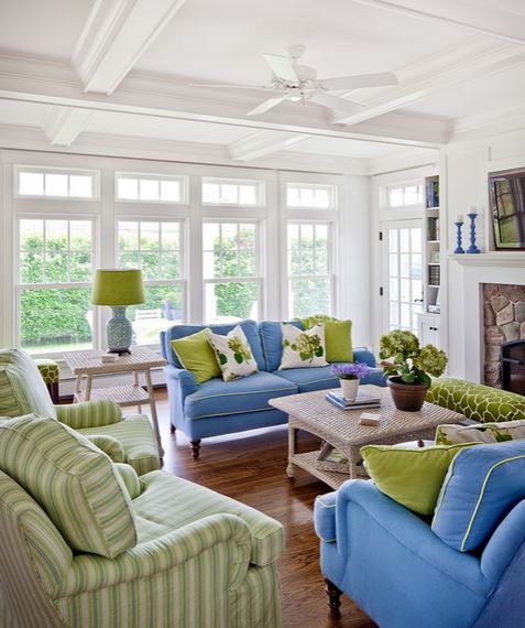 green and blue decorating - Bowley Builders via Houzz
