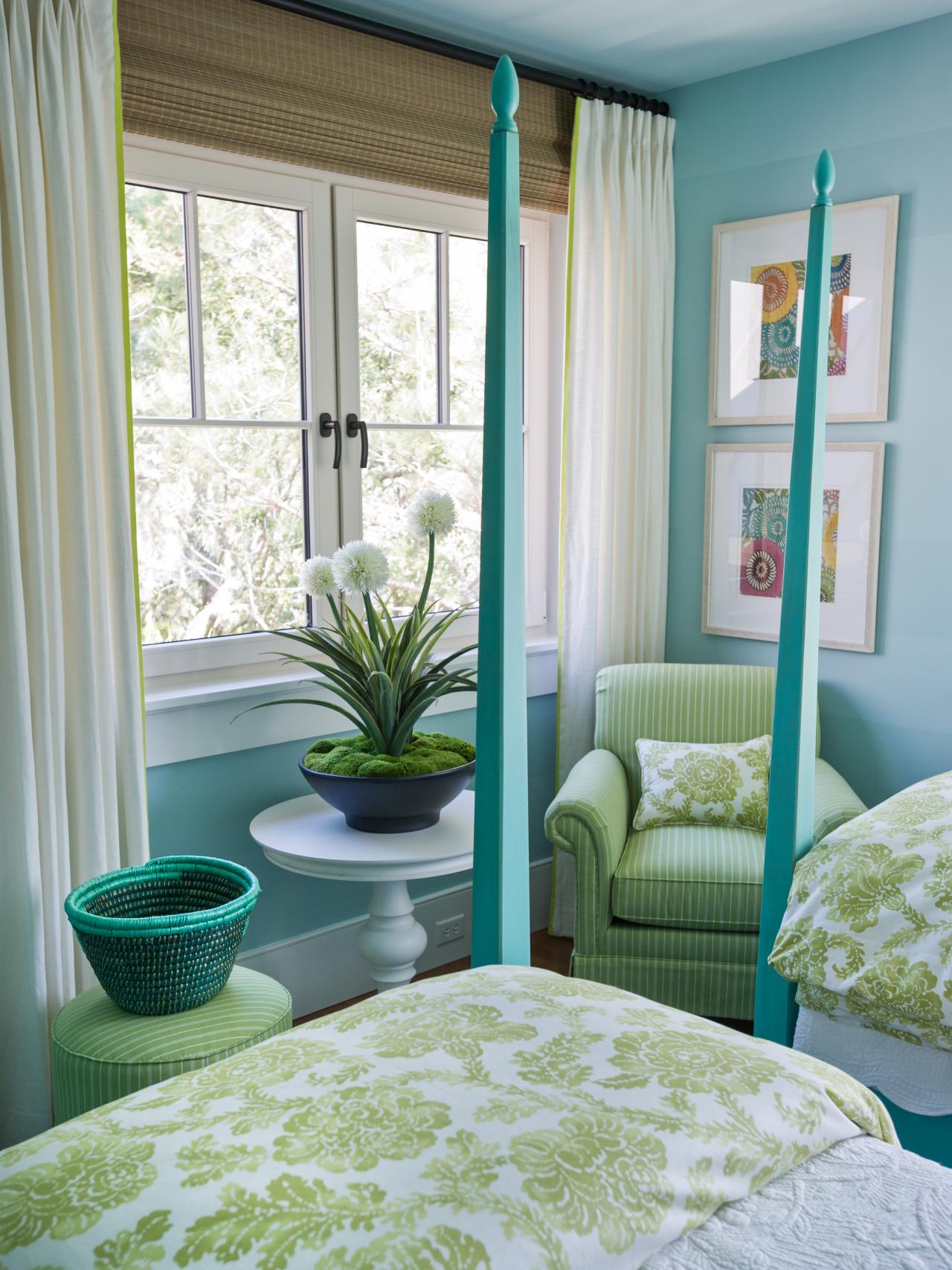 green and blue decorating - via HGTV Dream Home 2013 - bedroom