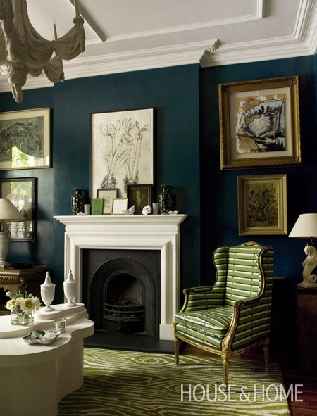 green and blue decorating - via House & Home