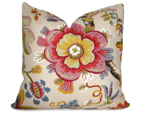 Pillow made with Braemore Wonderland Pearl fabric, from Stitched Nestings