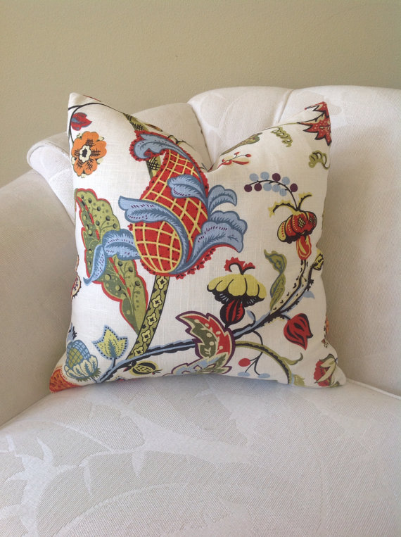 Pillow made with Covington Wilmington Multi fabric, from Fenias Home Decor