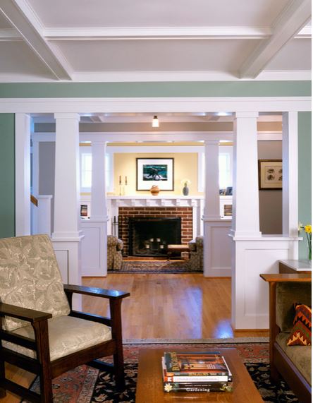 pony walls with columns - design by Moore Architects, via Houzz