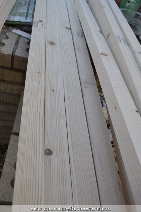 2" x 3" pine lumber for ripped down to 2 x 2 to use for DIY butcherblock countertop