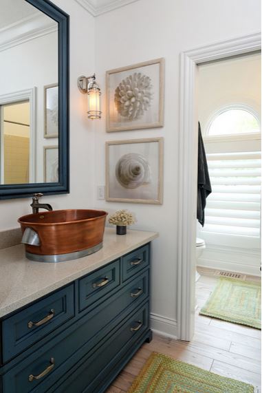 colorful bathroom vanities - dark blue vanity, Jeff Sheats Designs, via Houzz