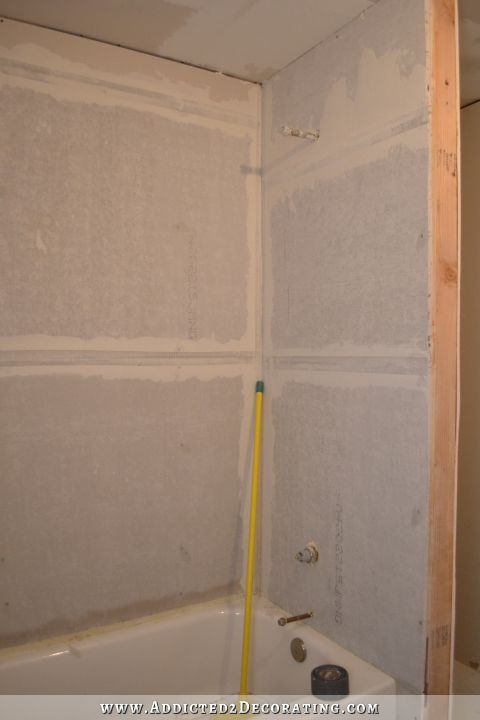 drywall and concrete board installed - 3