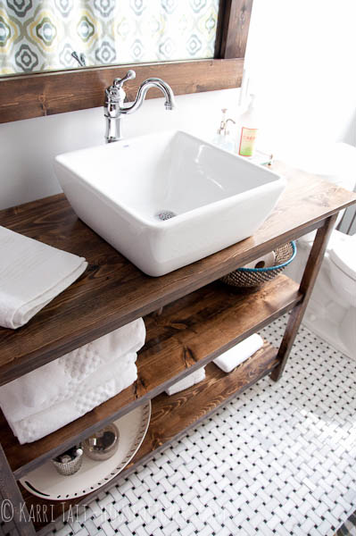 wood countertop on bathroom vanity - from House of Tubers blog