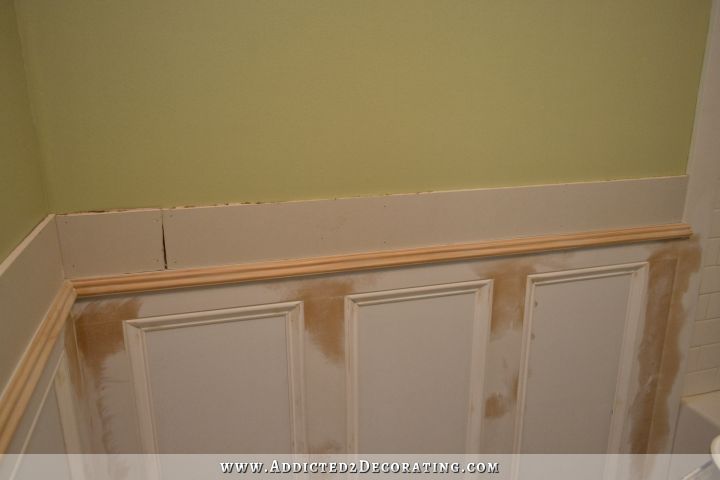 bathroom walls - recessed panel wainscoting with tile accent - 14
