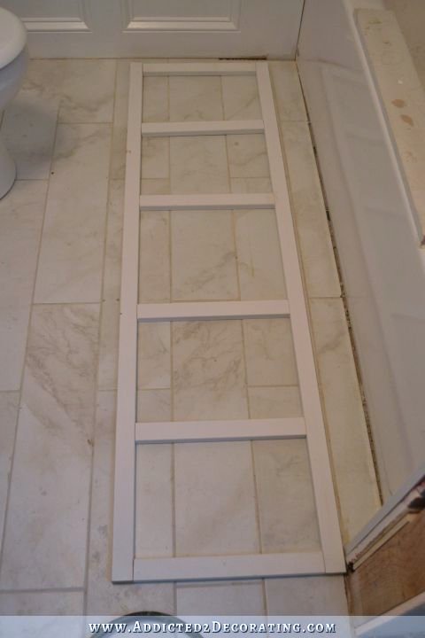 how to build a tub skirt - step 1 - build a frame to go against the bathtub