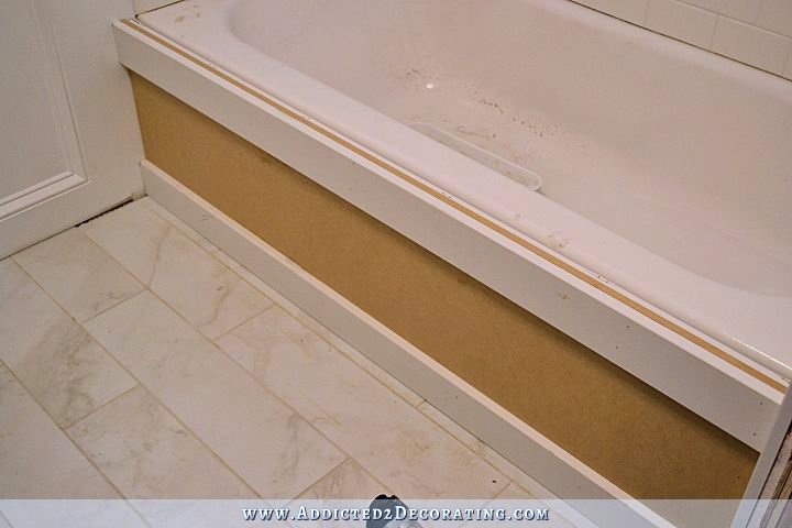 DIY tub skirt - step 4 - add horizontal trim