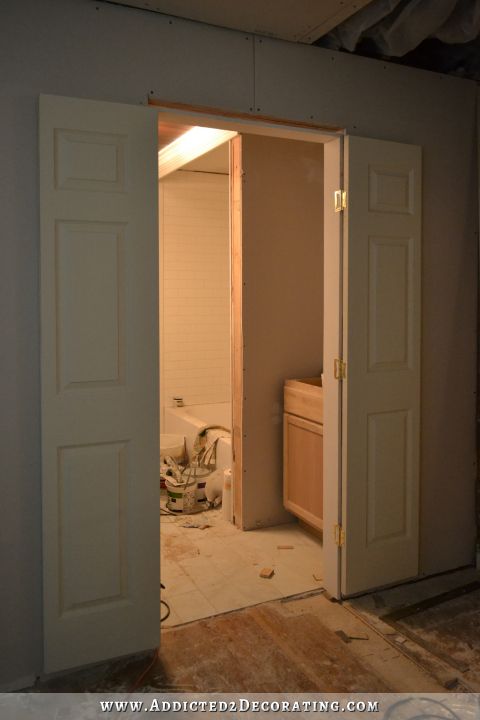 Bathroom Progress: Bi-fold Closet Doors Installed As Double Doors
