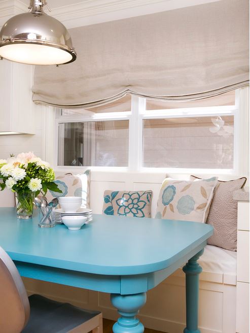 colorful dining tables - turquoise dining table by Amoroso Design via Houzz