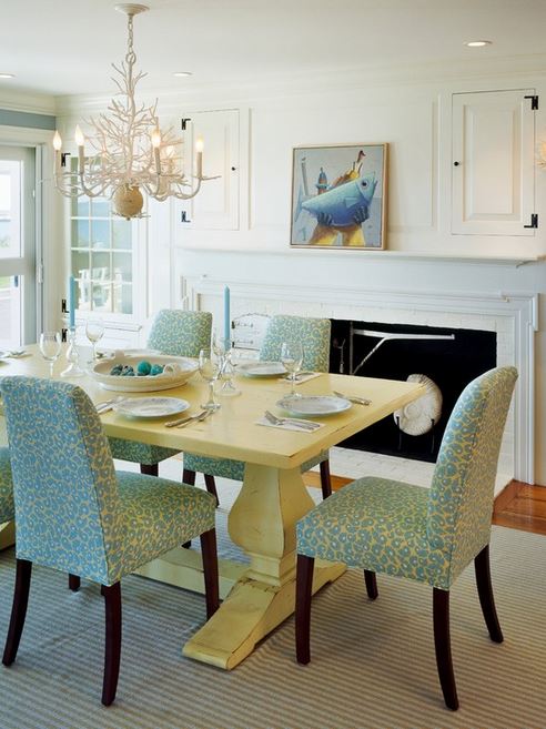 colorful dining tables - yellow dining table from Polhemus Savery DaSilva via Houzz