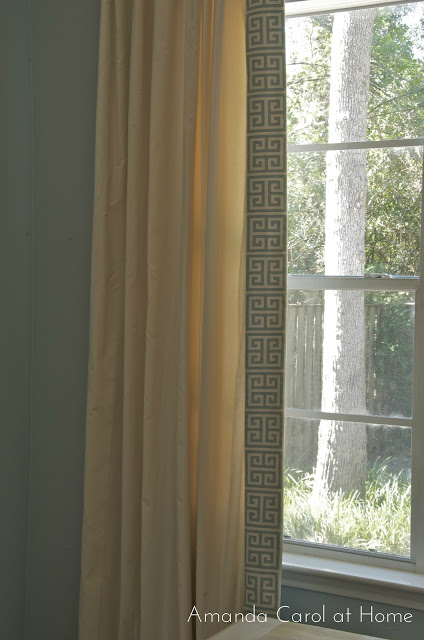 Draperies accented with Greek key fabric from Amanda Carol at Home