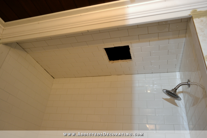 Bathroom Remodel Progress – Tiled Tub/Shower Ceiling & More