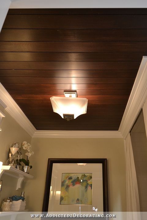 Stained Plywood Slat Ceiling - my favorite of all the ceiling decorations I've ever done.