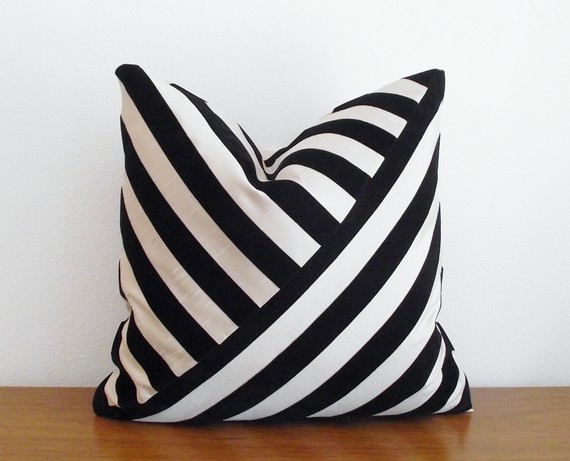 decorating with black and white stripes - throw pillow from Kassapanola