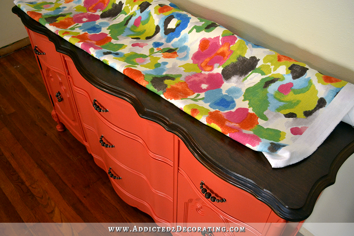 buffet makeover painted with Behr Japanese Kimono - 7