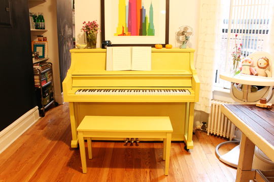 painted piano - yellow piano from Love Taza