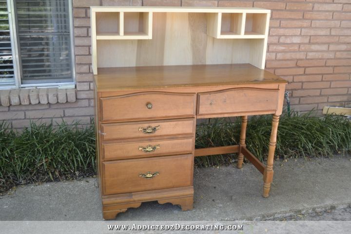 vintage student desk makeover - how to add a small hutch - 3