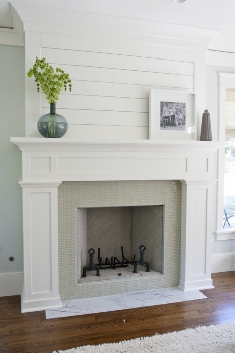 dining room fireplace overmantel design idea, via Tiek Built Homes