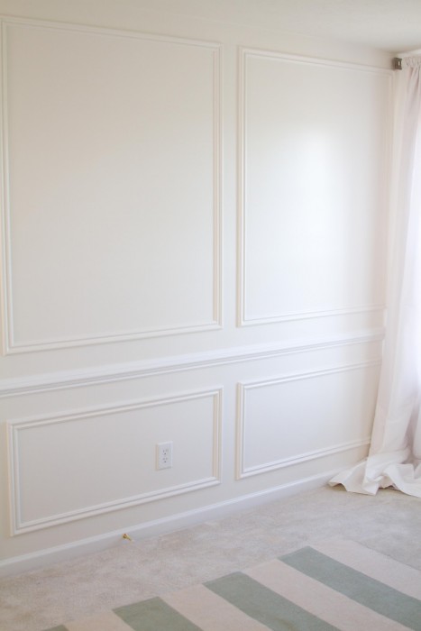 dining room idea - picture frame moulding on full wall, via Make It Luxe