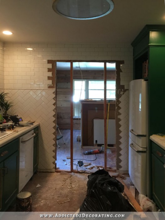 new cased opening in load bearing wall from dining room to kitchen - 4