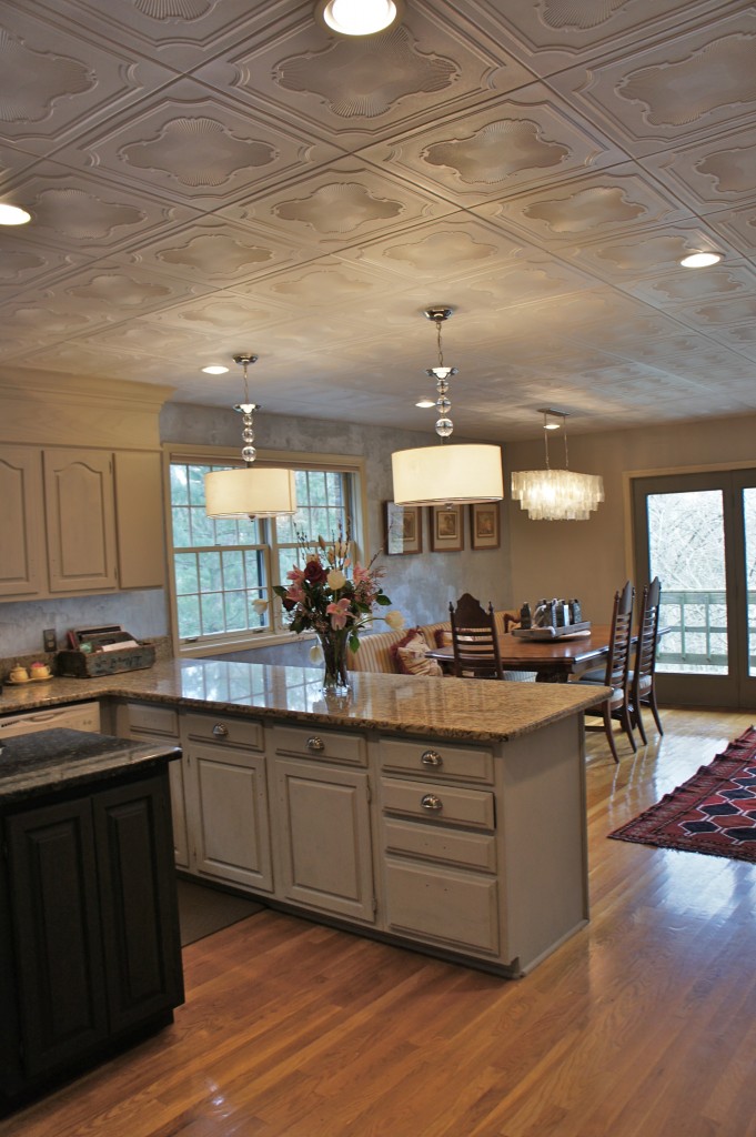 ceiling decorating ideas - ceiling tiles on kitchen ceiling, from Bella Tucker Decorative Finishes