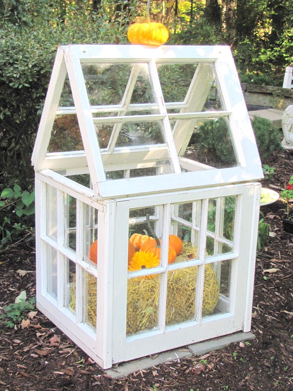 ways to repurpose old windows - small garden greenhouse via Crafts a la Mode