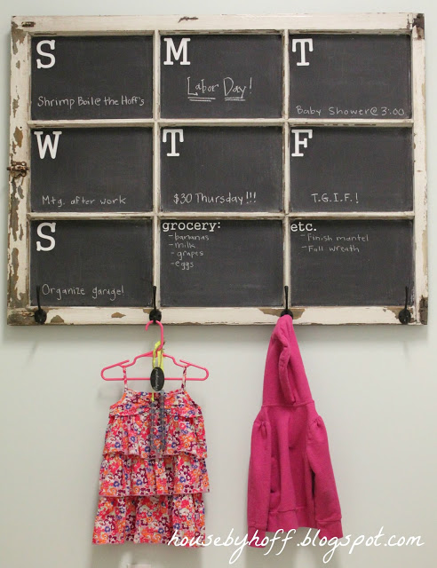 ways to repurpose old windows - window turned into chalkboard calendar via House By Hoff