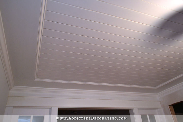 DIY wood plank ceiling