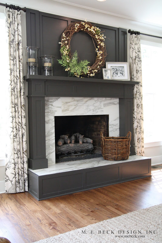 dark gray fireplace - fireplace makeover from M E Beck Design, Inc.