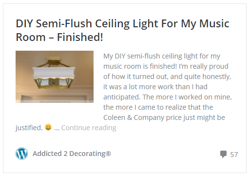 DIY semi-flush ceiling light for my music room -- finished