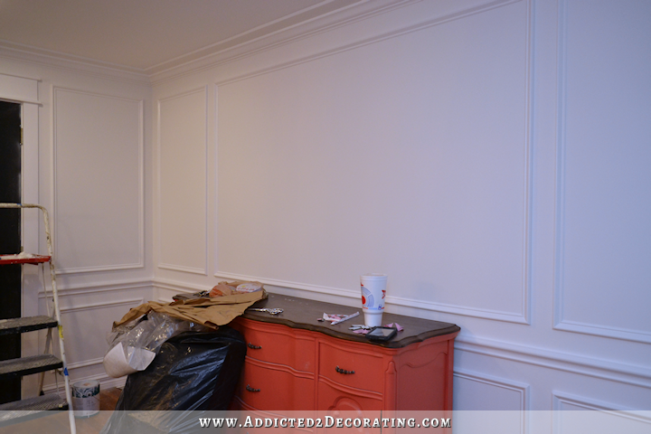 dining room picture frame moulding and trim progress - 12
