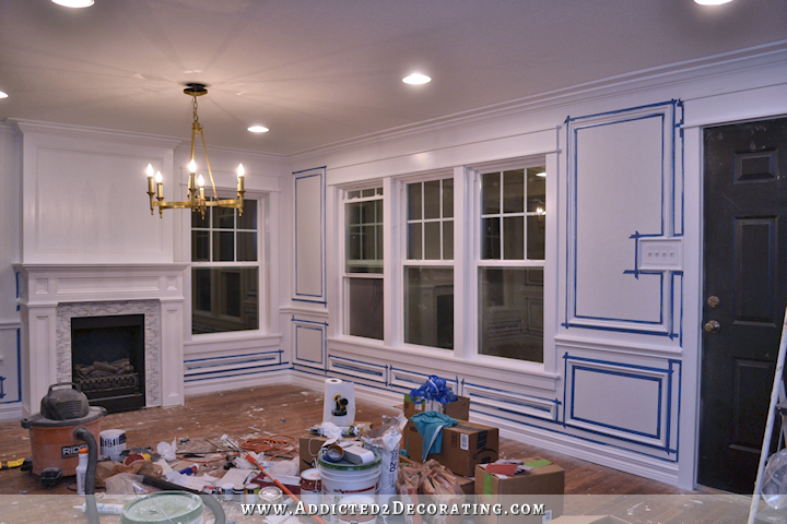 dining room picture frame moulding and trim progress - 13