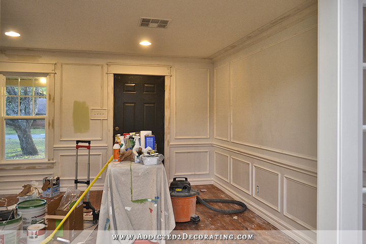 dining room picture frame moulding and trim progress - 7