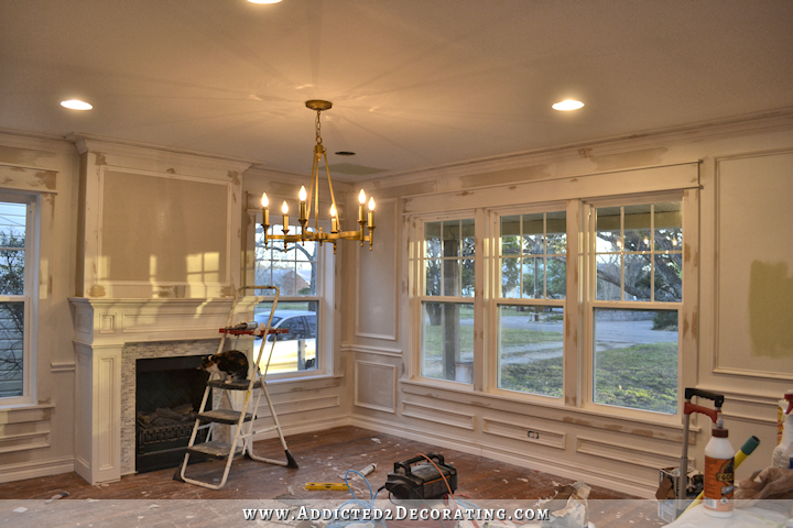 dining room picture frame moulding and trim progress - 8