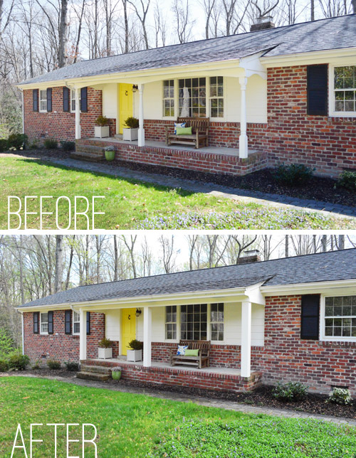 porch columns rebuilt, from curvy to boxy, from Young House Love