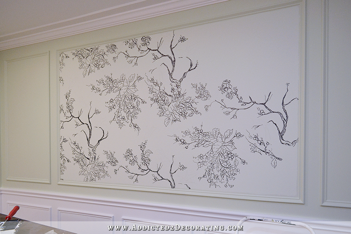 Birds and branches wall mural in entryway - 1