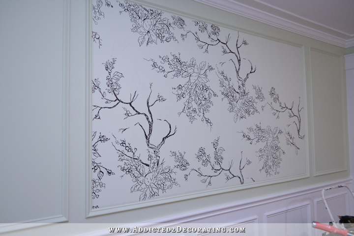 Birds and branches wall mural in entryway - 4