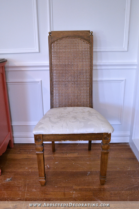 Dining Chair Makeover From Cane Back To Tufted Skirted Part 1 Addicted 2 Decorating